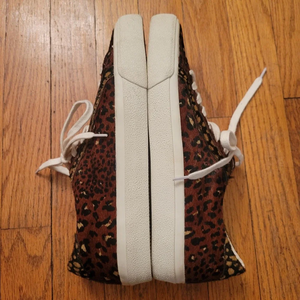 Madewell‎ Sidewalk Leopard Print Calf Hair Sneakers Lace Up Low Top Shoes